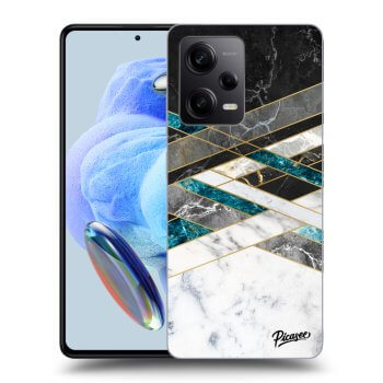 Picasee silikonska prozirna maskica za Xiaomi Redmi Note 12 5G - Black & White geometry