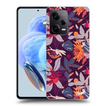 Picasee crna silikonska maskica za Xiaomi Redmi Note 12 5G - Purple Leaf