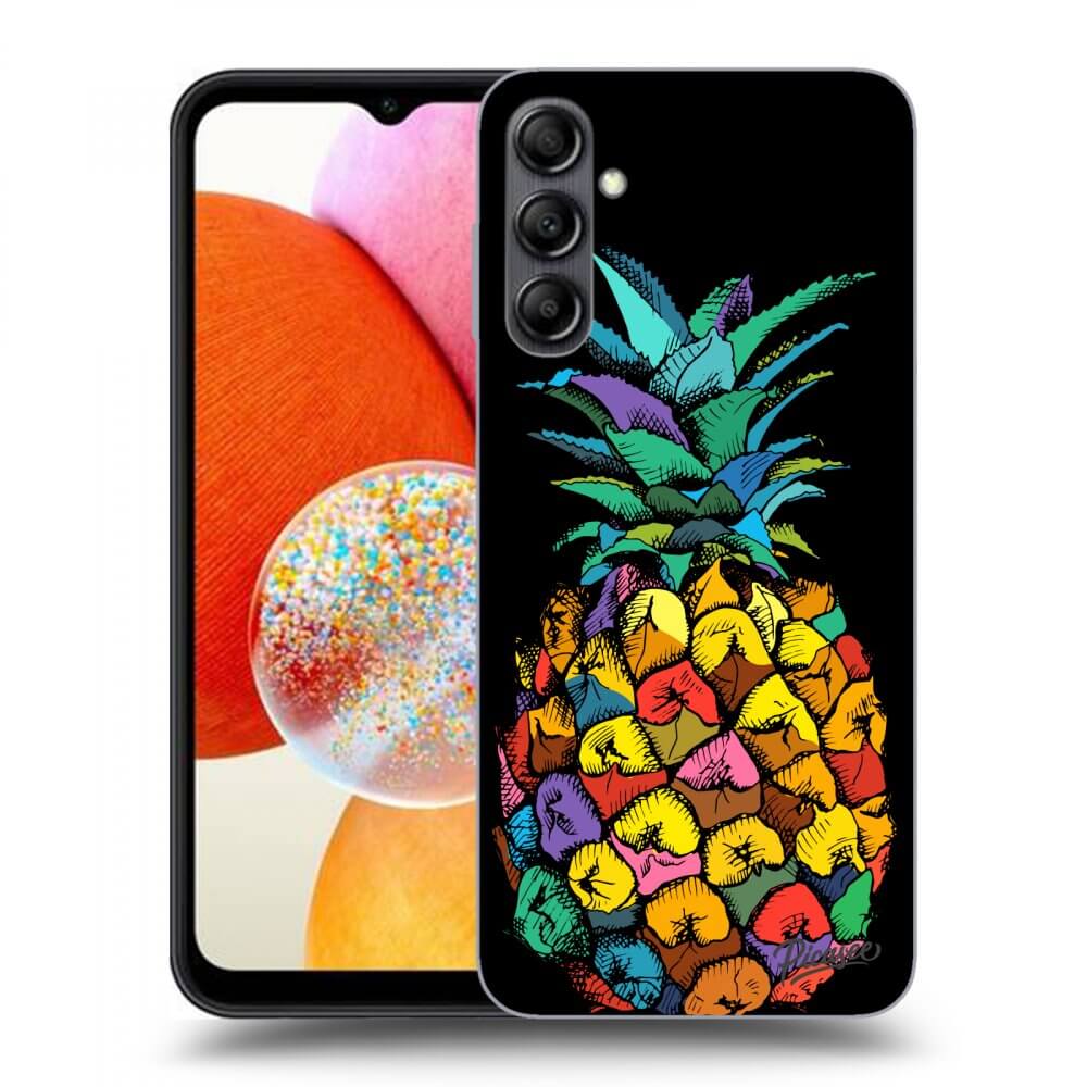 Picasee crna silikonska maskica za Samsung Galaxy A14 4G A145R - Pineapple