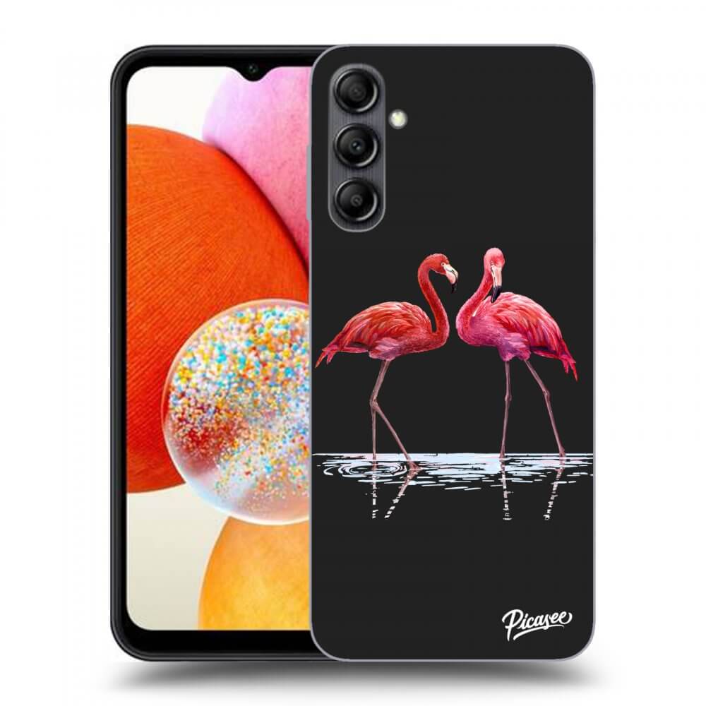 Picasee crna silikonska maskica za Samsung Galaxy A14 5G A146P - Flamingos couple