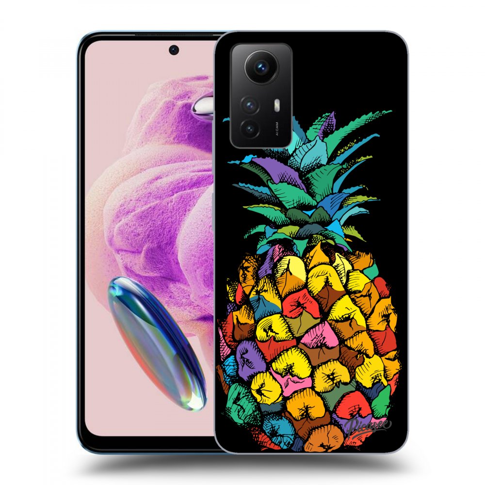 Picasee crna silikonska maskica za Xiaomi Redmi Note 12S - Pineapple