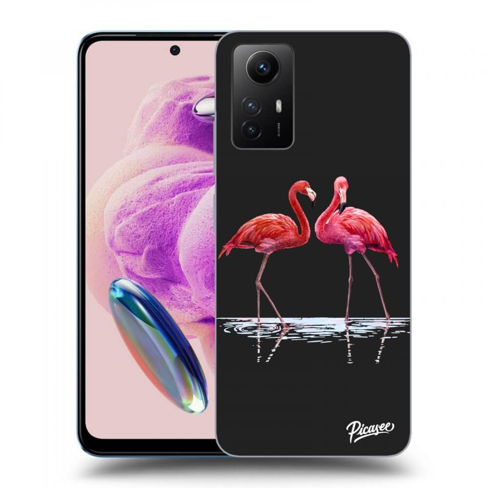 Picasee crna silikonska maskica za Xiaomi Redmi Note 12S - Flamingos couple