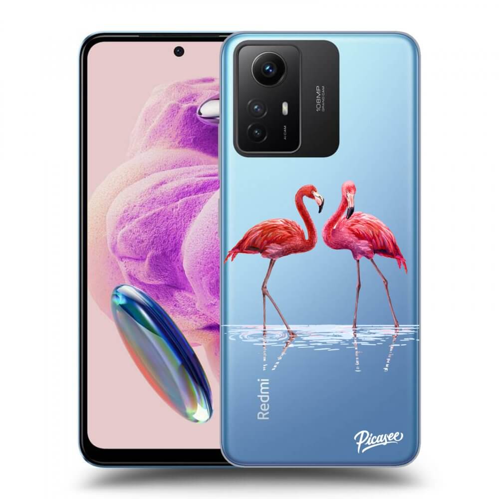 Picasee silikonska prozirna maskica za Xiaomi Redmi Note 12S - Flamingos couple