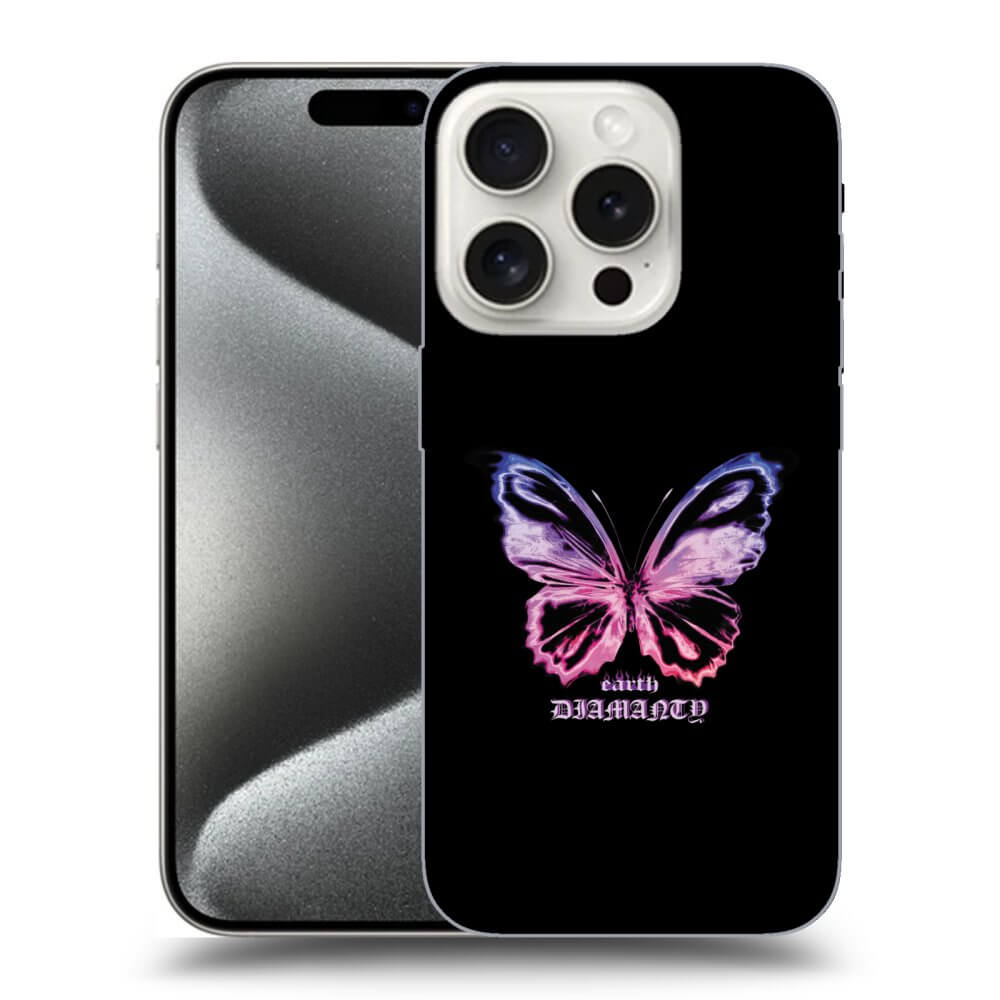 Picasee crna silikonska maskica za Apple iPhone 15 Pro - Diamanty Purple
