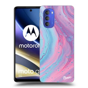 Picasee crna silikonska maskica za Motorola Moto G51 - Pink liquid