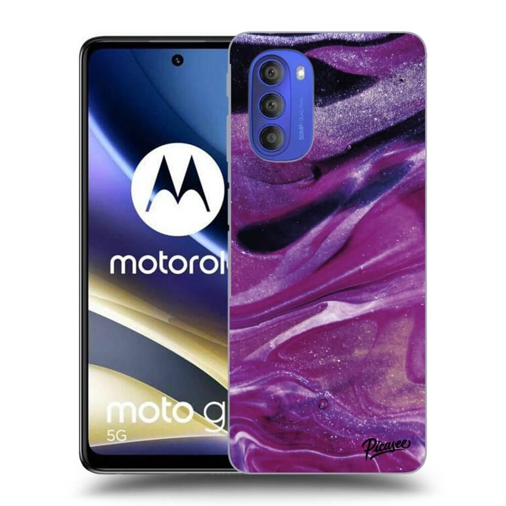 Picasee crna silikonska maskica za Motorola Moto G51 - Purple glitter