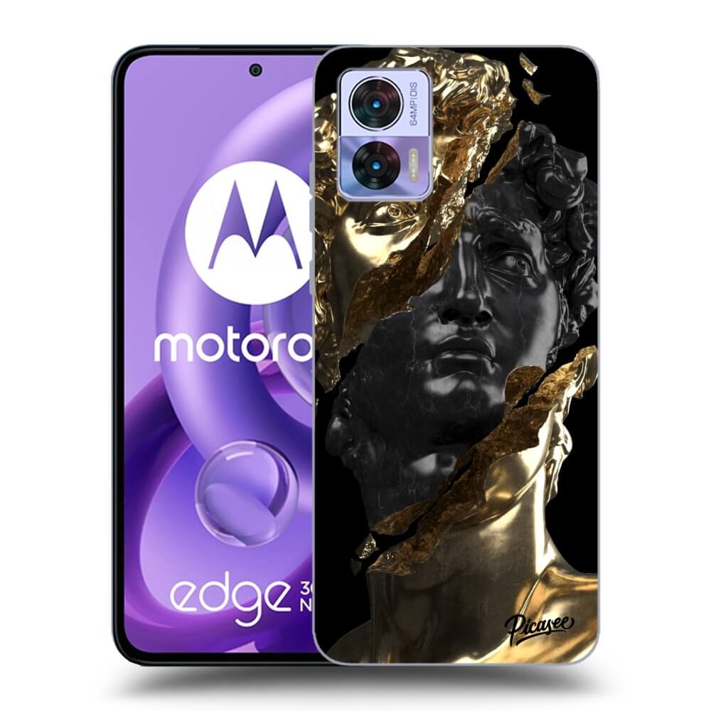 Picasee crna silikonska maskica za Motorola Edge 30 Neo - Gold - Black
