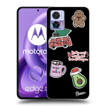Picasee crna silikonska maskica za Motorola Edge 30 Neo - Christmas Stickers