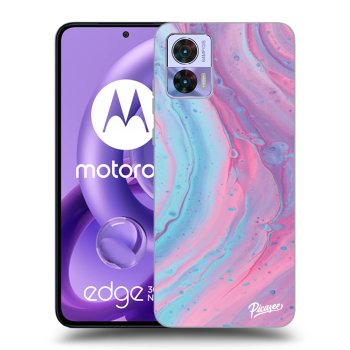 Picasee crna silikonska maskica za Motorola Edge 30 Neo - Pink liquid