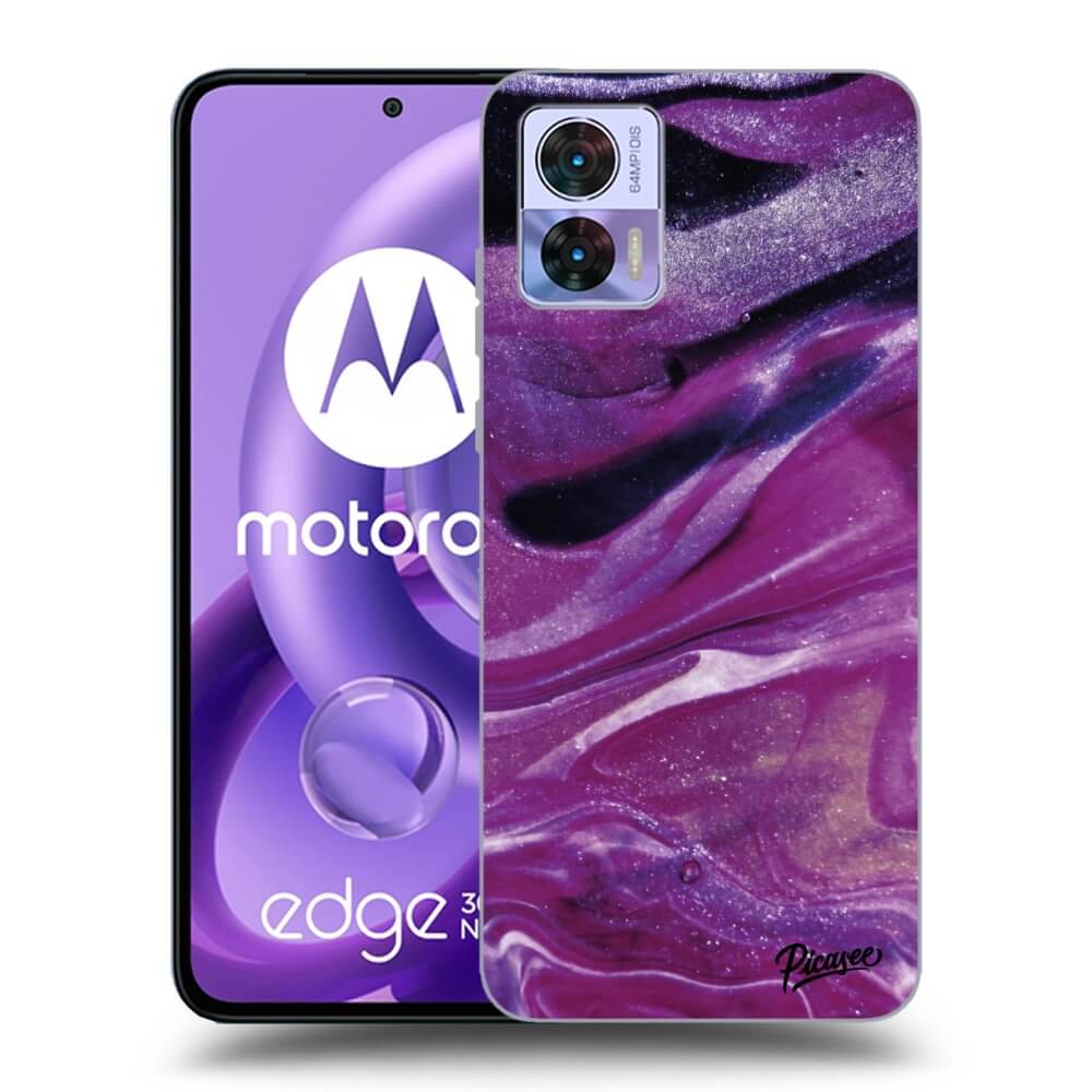 Picasee crna silikonska maskica za Motorola Edge 30 Neo - Purple glitter