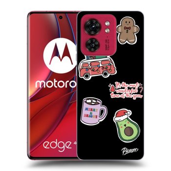 Picasee crna silikonska maskica za Motorola Edge 40 - Christmas Stickers