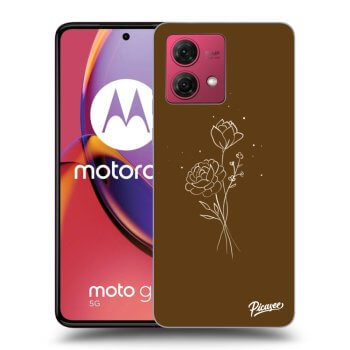 Picasee crna silikonska maskica za Motorola Moto G84 5G - Brown flowers