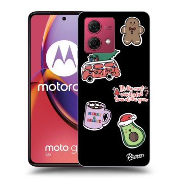 Picasee crna silikonska maskica za Motorola Moto G84 5G - Christmas Stickers