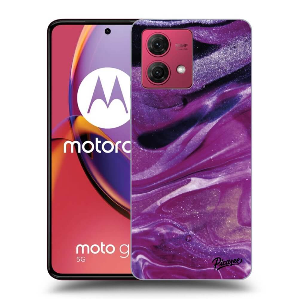 Picasee silikonska prozirna maskica za Motorola Moto G84 5G - Purple glitter