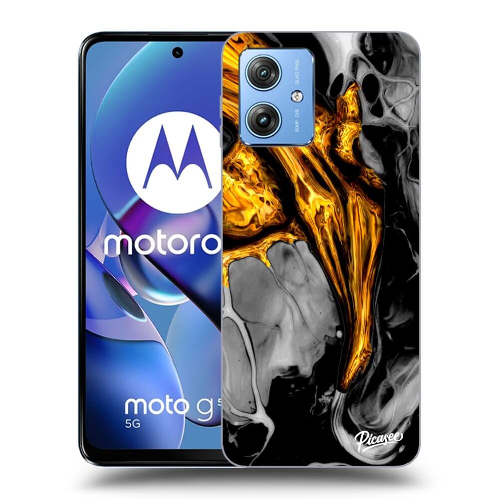 Picasee crna silikonska maskica za Motorola Moto G54 5G - Black Gold