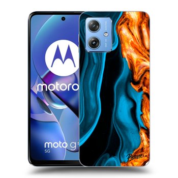 Picasee crna silikonska maskica za Motorola Moto G54 5G - Gold blue