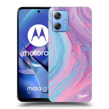 Picasee crna silikonska maskica za Motorola Moto G54 5G - Pink liquid