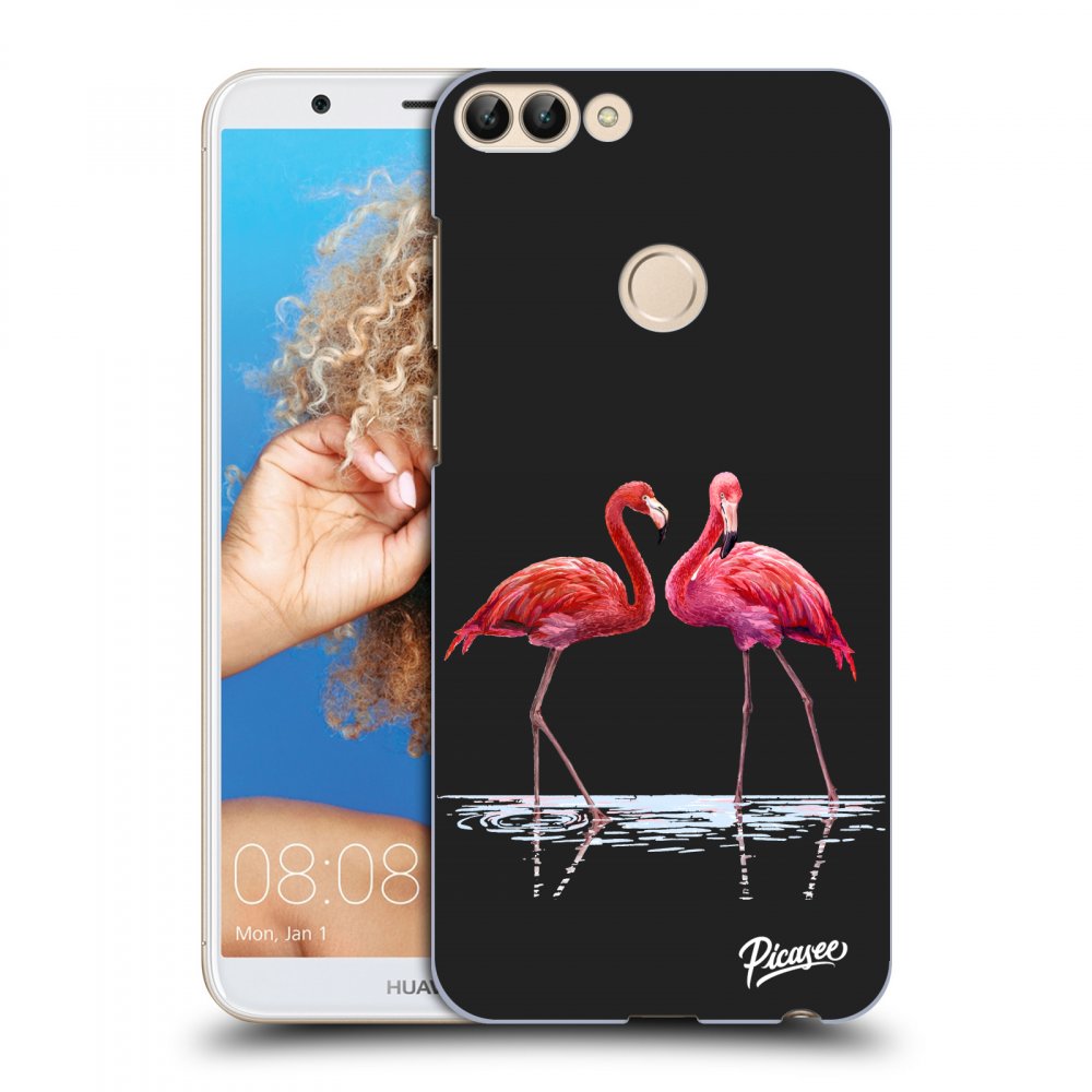 Picasee crna silikonska maskica za Huawei P Smart - Flamingos couple