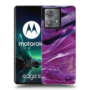 Picasee crna silikonska maskica za Motorola Edge 40 Neo - Purple glitter