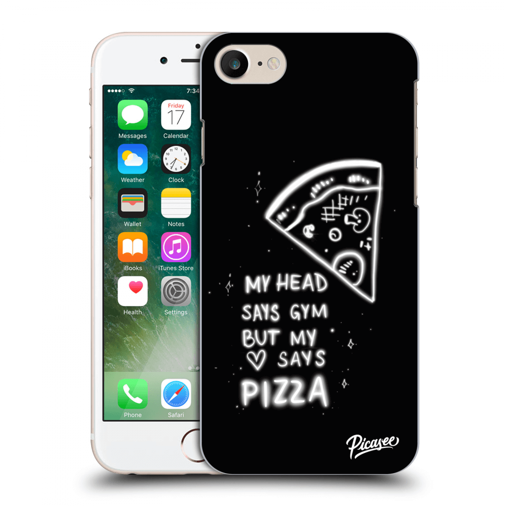 Picasee crna silikonska maskica za Apple iPhone 7 - Pizza