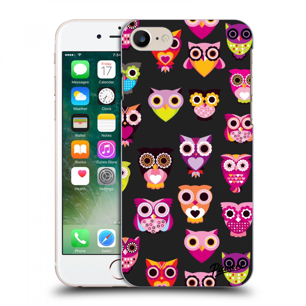 Picasee crna silikonska maskica za Apple iPhone 7 - Owls