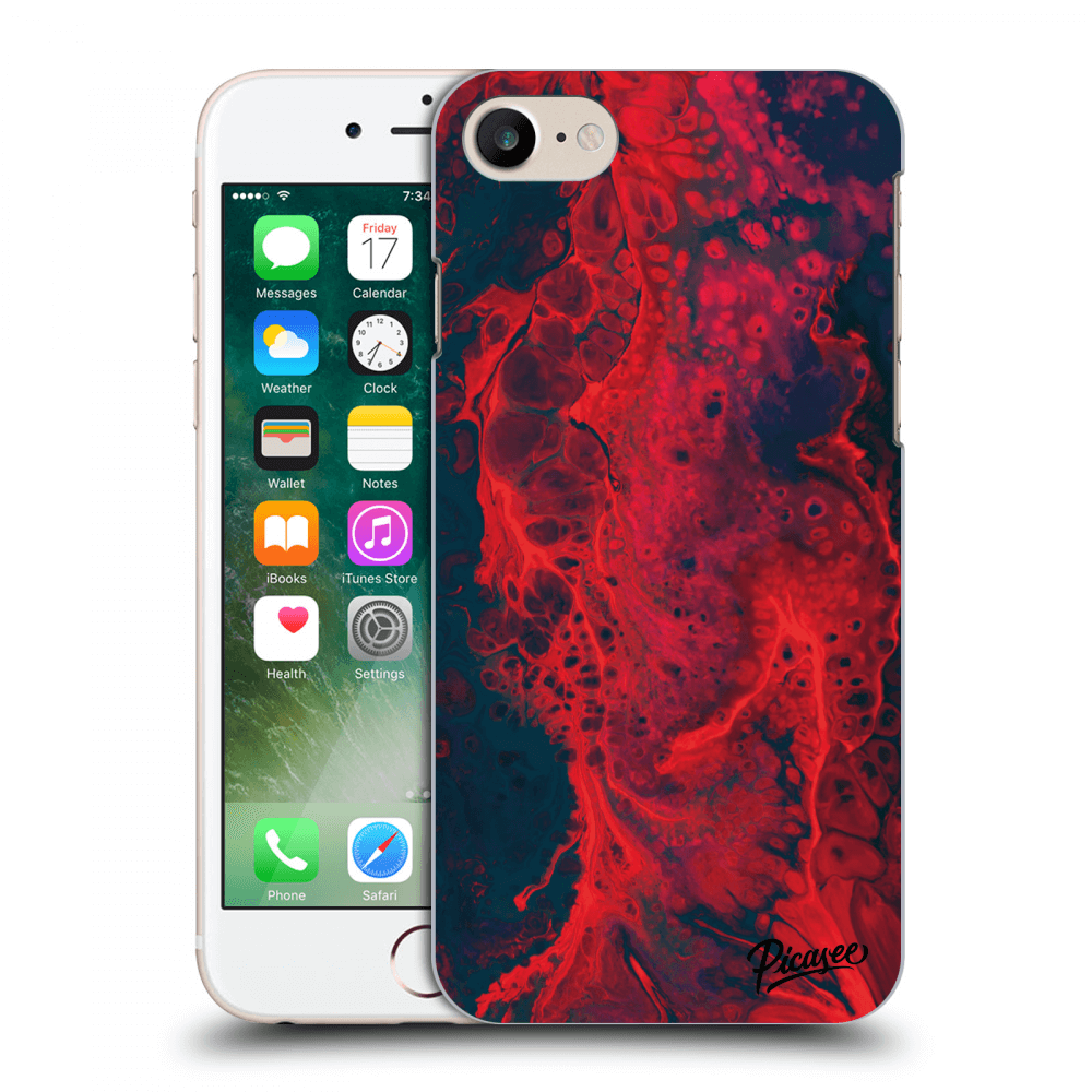 Picasee crna silikonska maskica za Apple iPhone 7 - Organic red