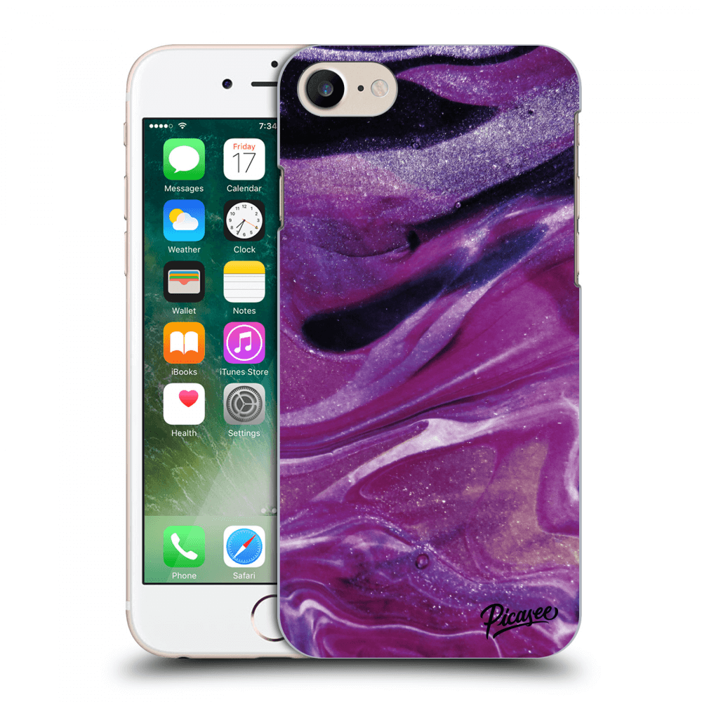 Picasee crna silikonska maskica za Apple iPhone 7 - Purple glitter
