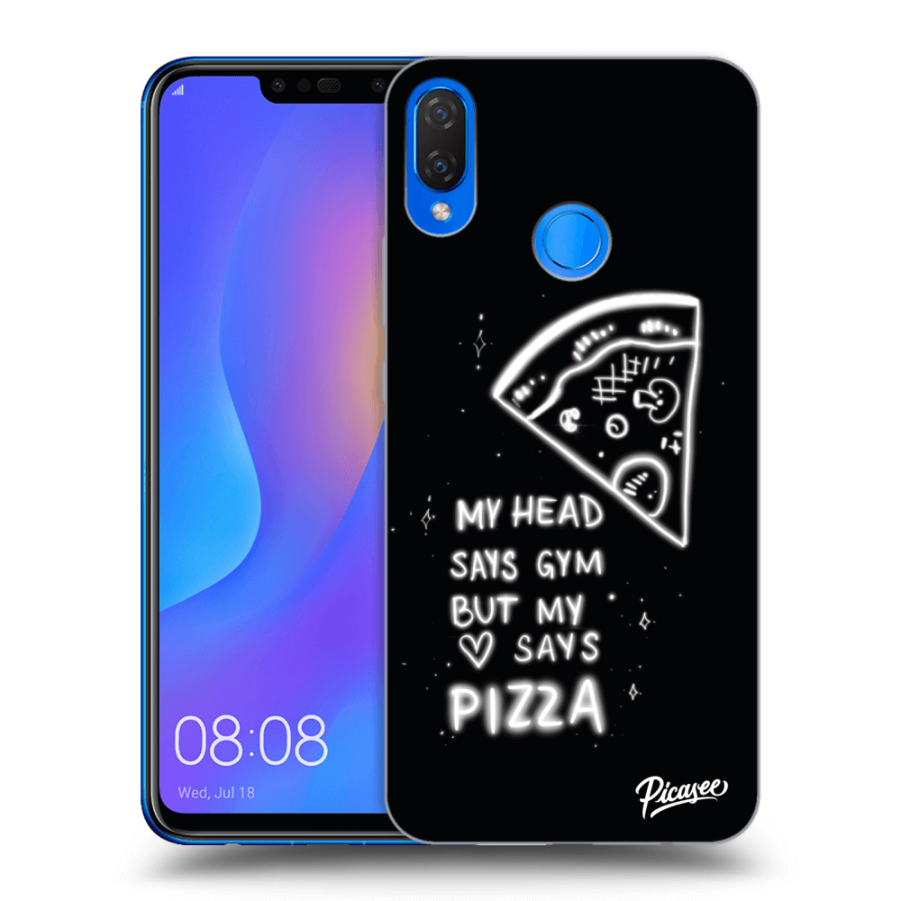 Picasee crna silikonska maskica za Huawei Nova 3i - Pizza