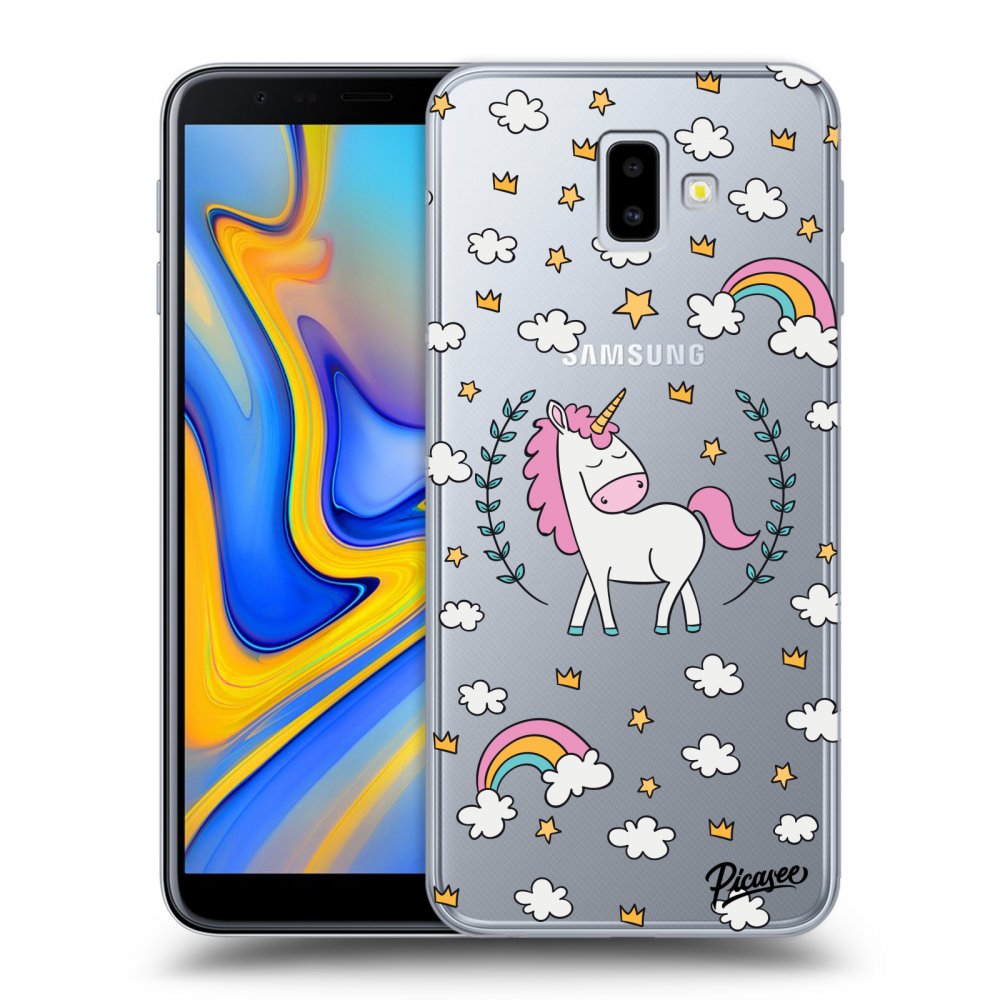Picasee silikonska prozirna maskica za Samsung Galaxy J6+ J610F - Unicorn star heaven