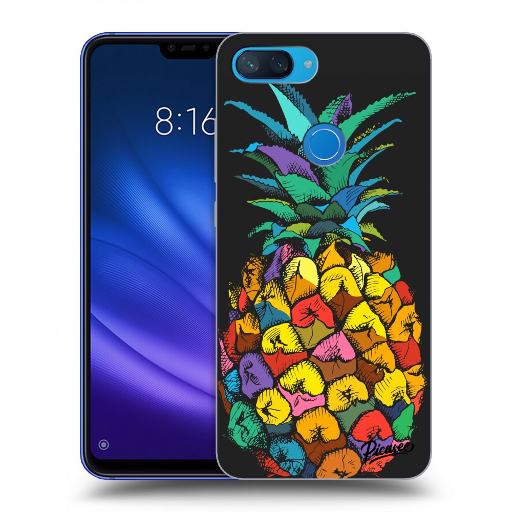 Picasee crna silikonska maskica za Xiaomi Mi 8 Lite - Pineapple