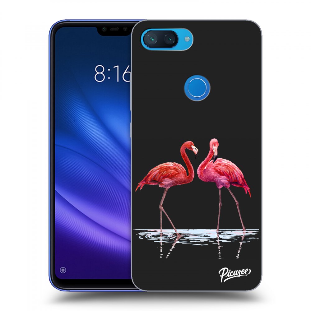 Picasee crna silikonska maskica za Xiaomi Mi 8 Lite - Flamingos couple