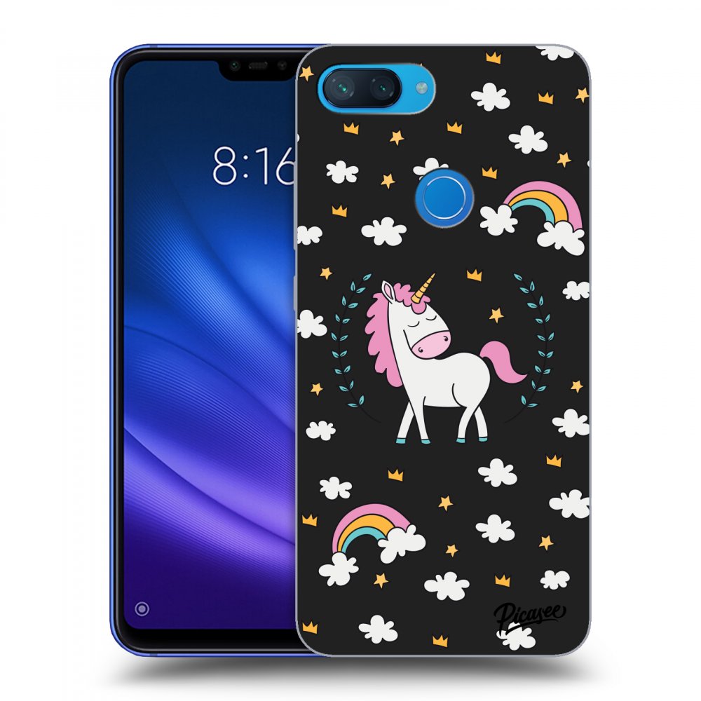 Picasee crna silikonska maskica za Xiaomi Mi 8 Lite - Unicorn star heaven