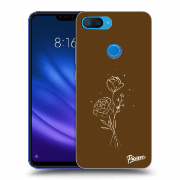 Picasee crna silikonska maskica za Xiaomi Mi 8 Lite - Brown flowers
