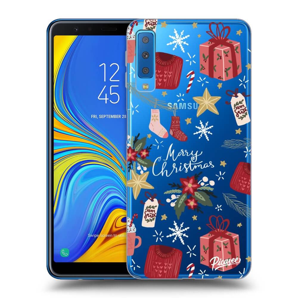 Picasee silikonska prozirna maskica za Samsung Galaxy A7 2018 A750F - Christmas