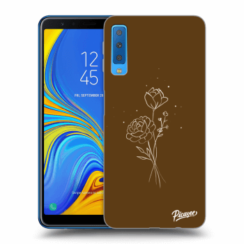 Picasee silikonska prozirna maskica za Samsung Galaxy A7 2018 A750F - Brown flowers