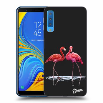 Picasee crna silikonska maskica za Samsung Galaxy A7 2018 A750F - Flamingos couple