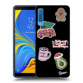 Picasee crna silikonska maskica za Samsung Galaxy A7 2018 A750F - Christmas Stickers