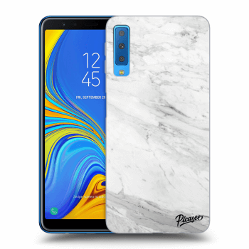 Picasee crna silikonska maskica za Samsung Galaxy A7 2018 A750F - White marble