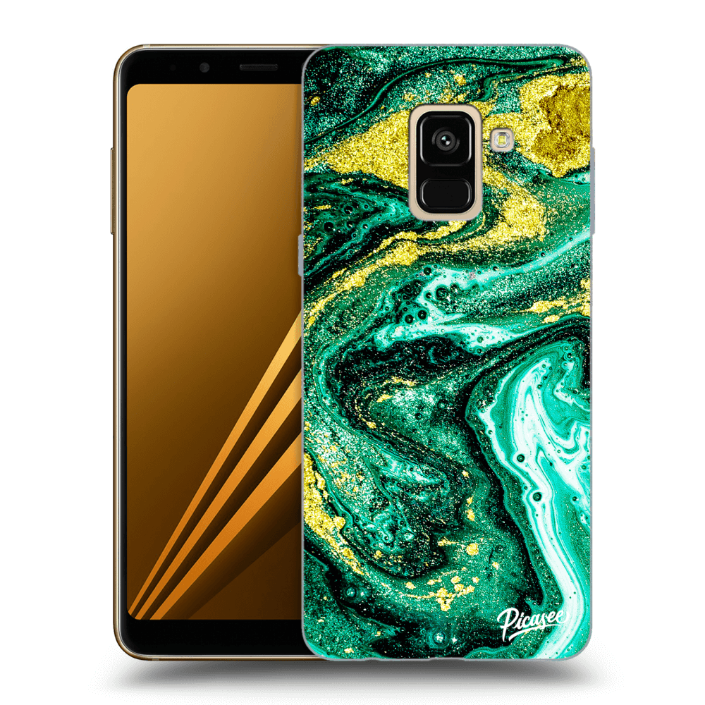Picasee crna silikonska maskica za Samsung Galaxy A8 2018 A530F - Green Gold