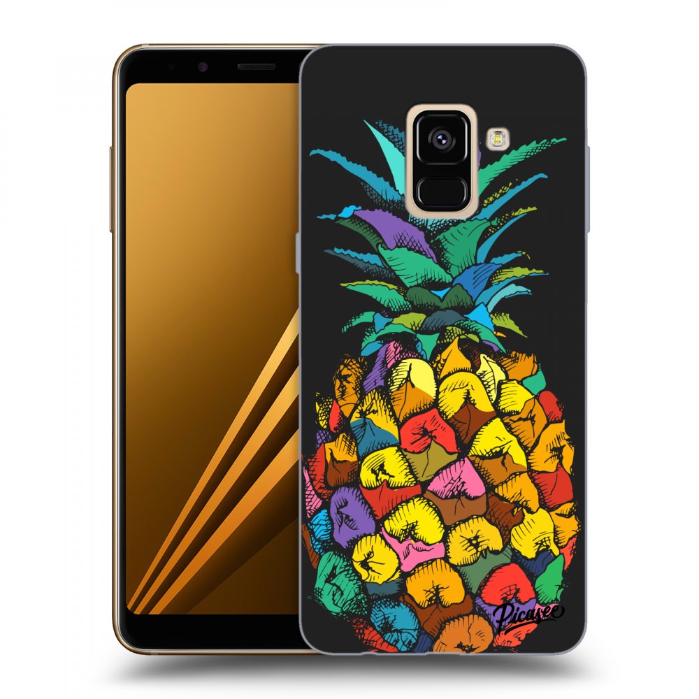 Picasee crna silikonska maskica za Samsung Galaxy A8 2018 A530F - Pineapple