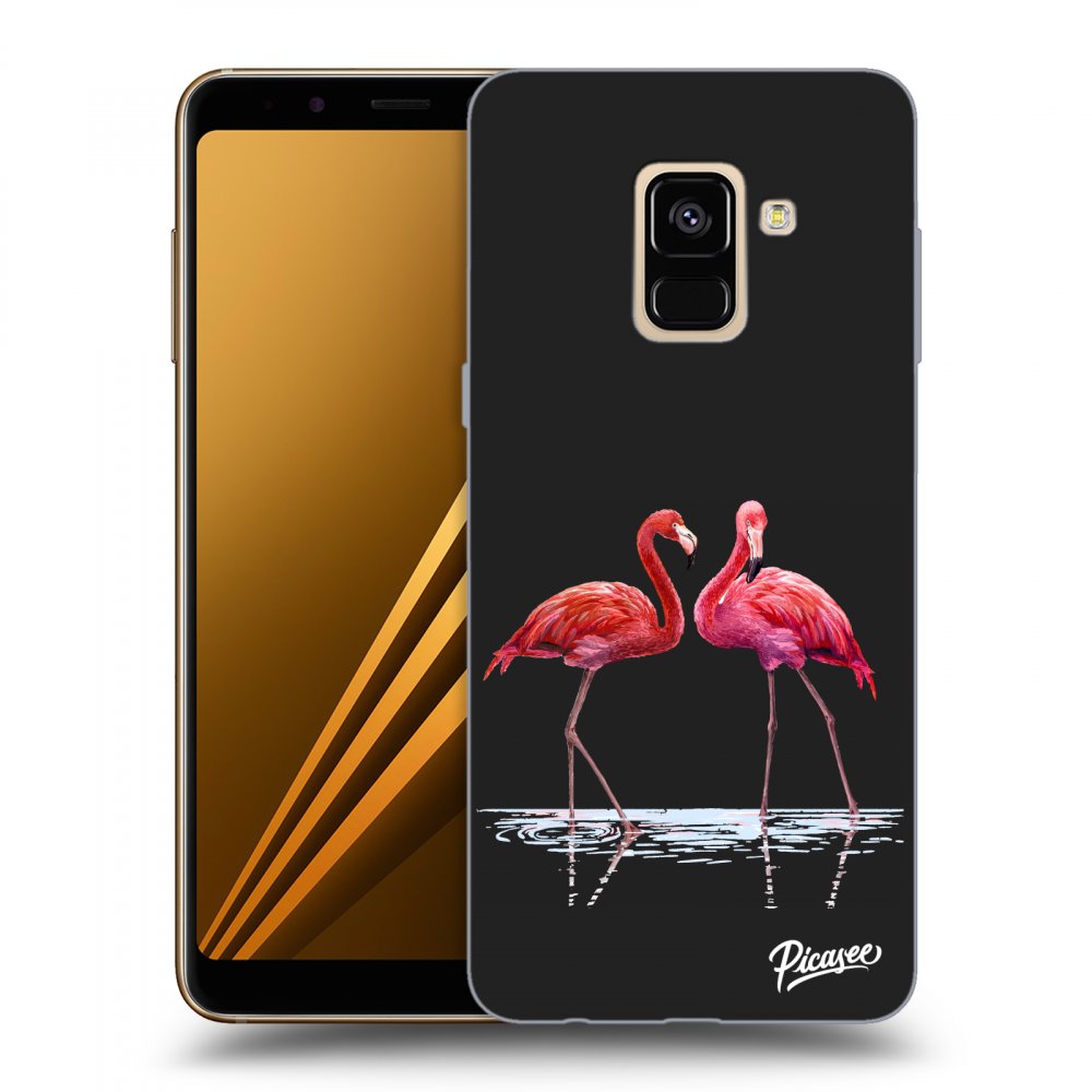 Picasee crna silikonska maskica za Samsung Galaxy A8 2018 A530F - Flamingos couple