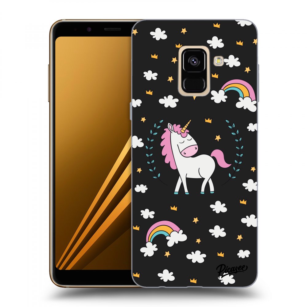 Picasee crna silikonska maskica za Samsung Galaxy A8 2018 A530F - Unicorn star heaven
