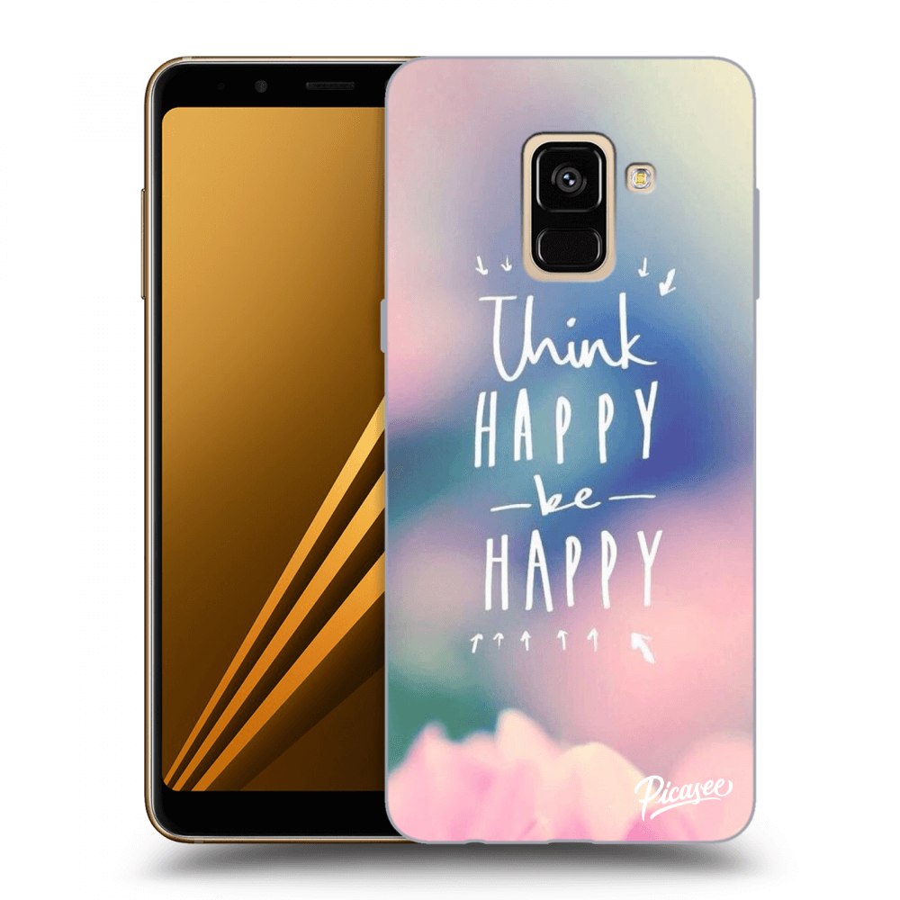 Picasee crna silikonska maskica za Samsung Galaxy A8 2018 A530F - Think happy be happy