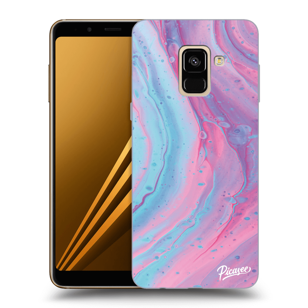 Picasee crna silikonska maskica za Samsung Galaxy A8 2018 A530F - Pink liquid