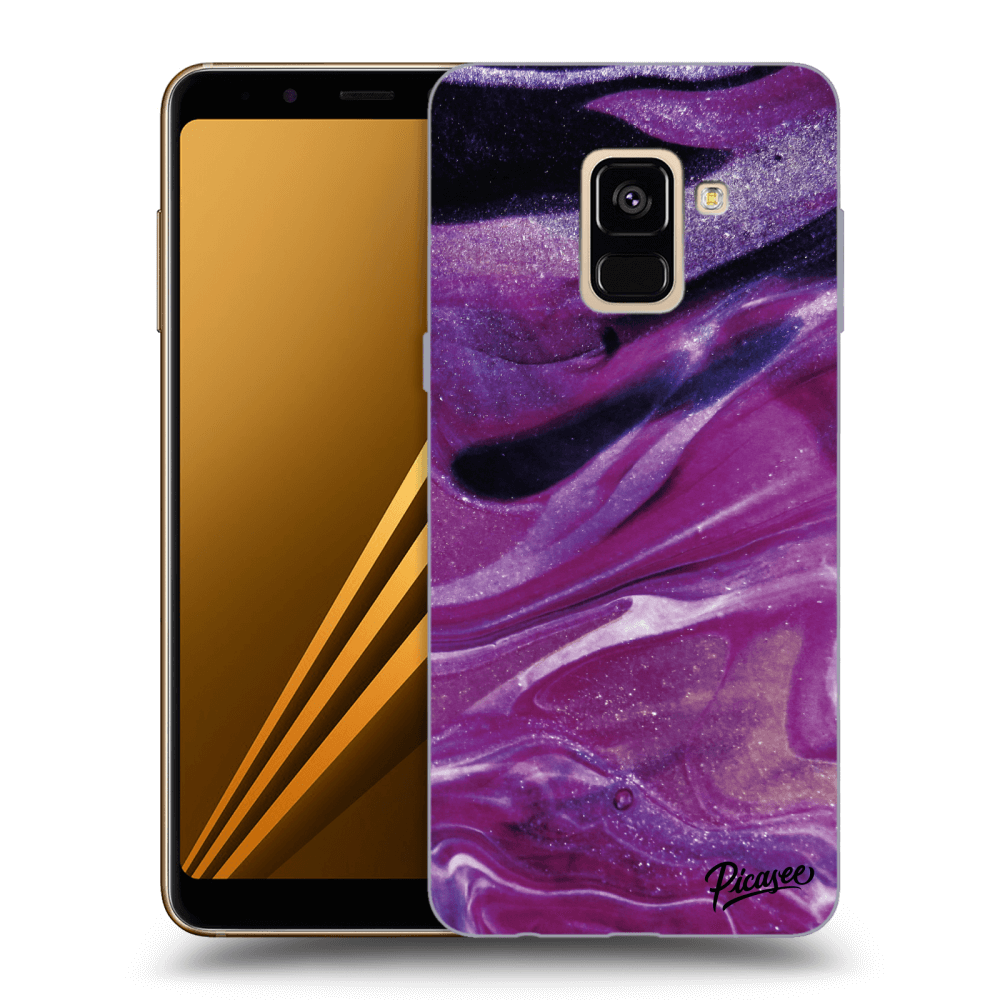 Picasee crna silikonska maskica za Samsung Galaxy A8 2018 A530F - Purple glitter