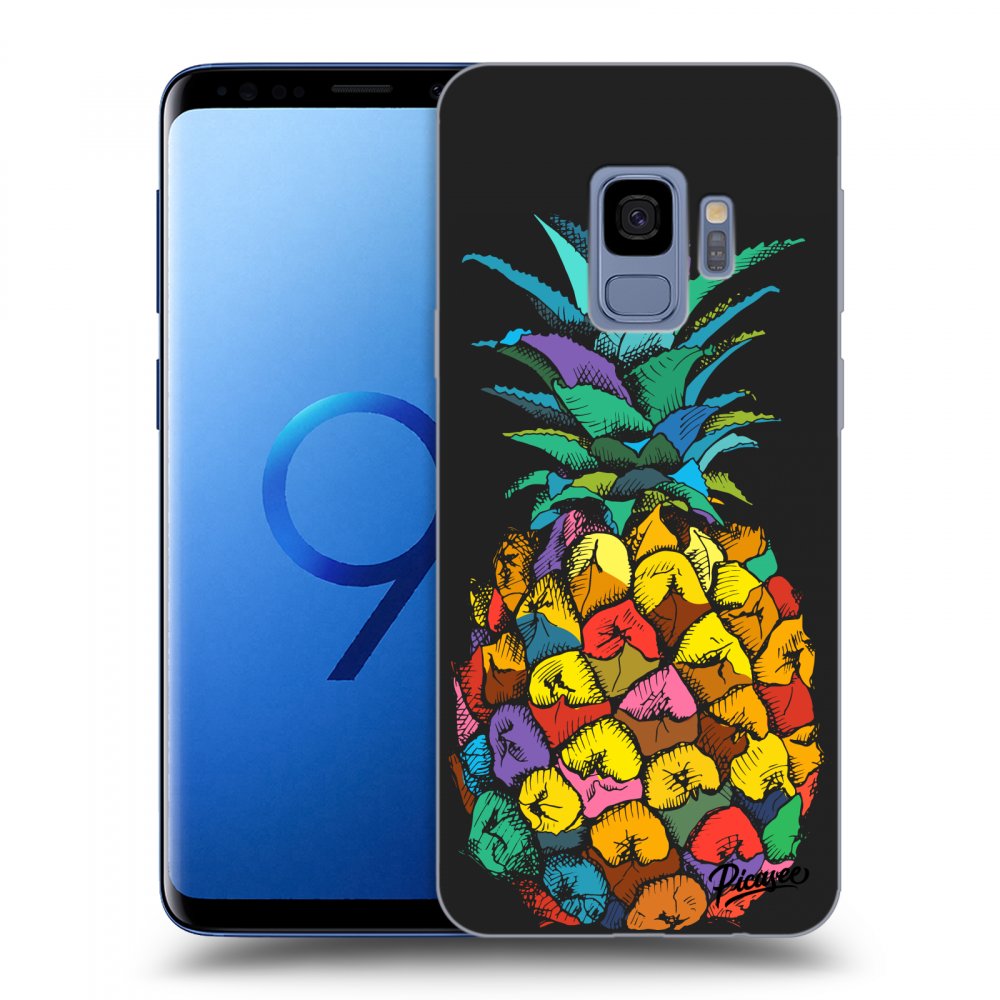 Picasee crna silikonska maskica za Samsung Galaxy S9 G960F - Pineapple