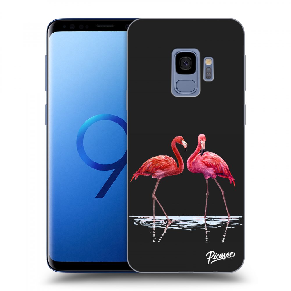 Picasee crna silikonska maskica za Samsung Galaxy S9 G960F - Flamingos couple