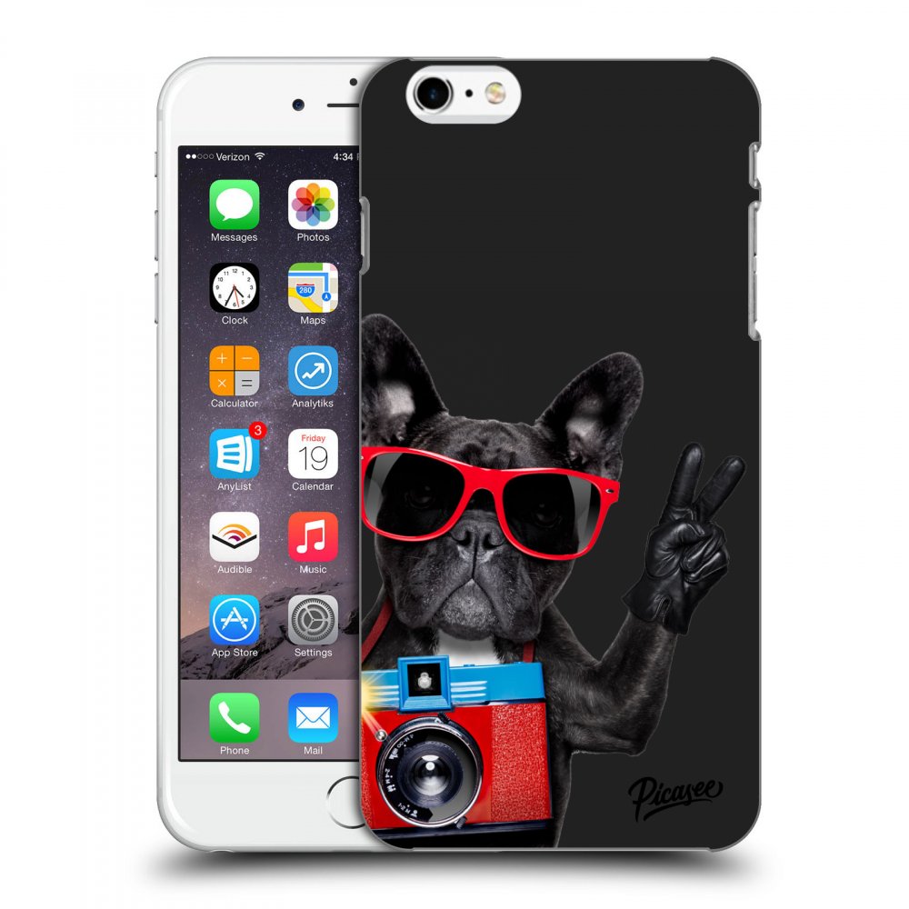 Picasee crna silikonska maskica za Apple iPhone 6 Plus/6S Plus - French Bulldog