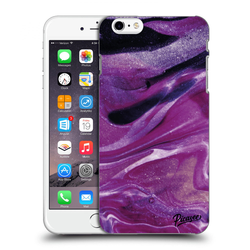 Picasee crna silikonska maskica za Apple iPhone 6 Plus/6S Plus - Purple glitter