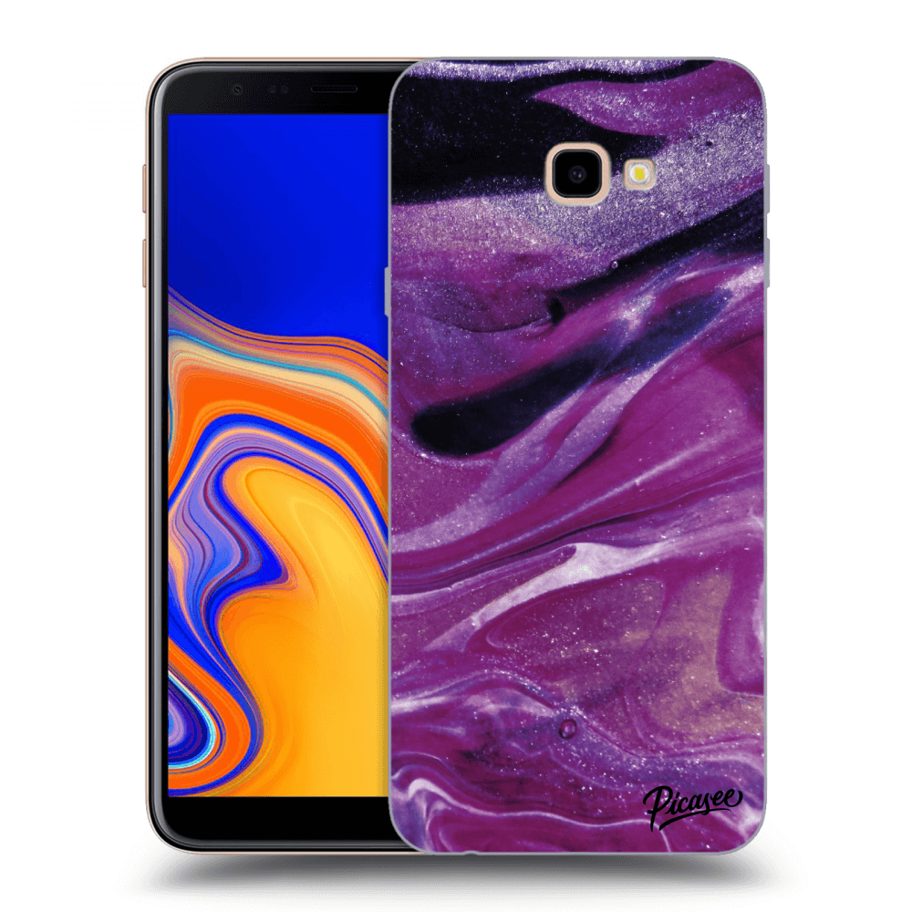 Picasee silikonska prozirna maskica za Samsung Galaxy J4+ J415F - Purple glitter